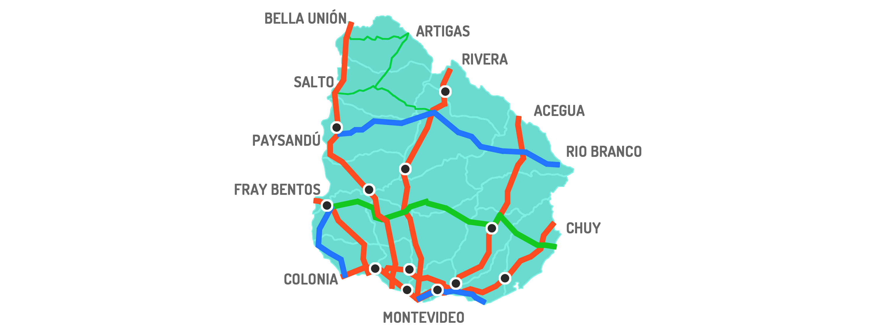 Mapa de peajes de uruguay